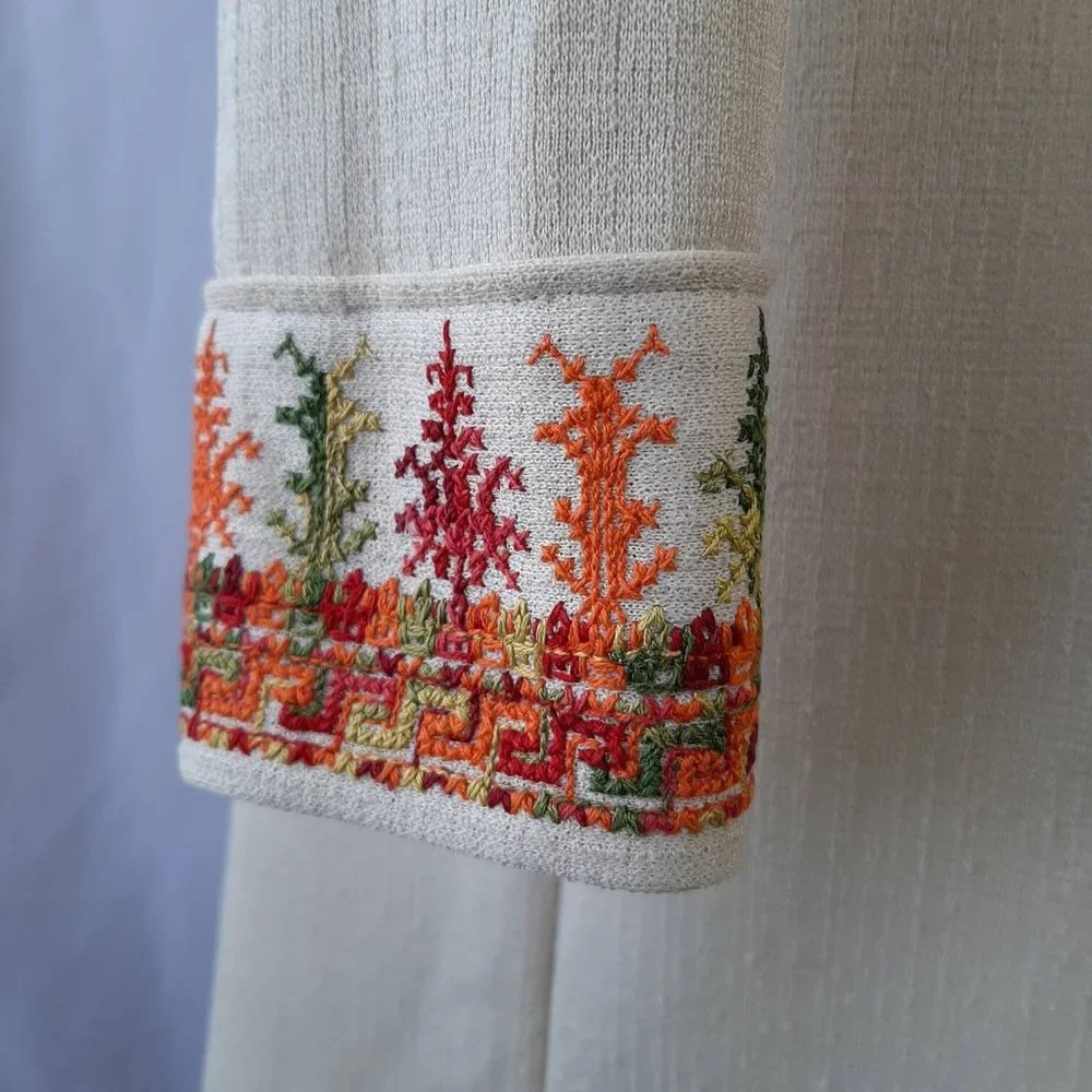 Vtg 60s 70s Berkshire B Tween Fall Embroidered Hippy Boho Shift Midi Dress - Picture 4 of 10